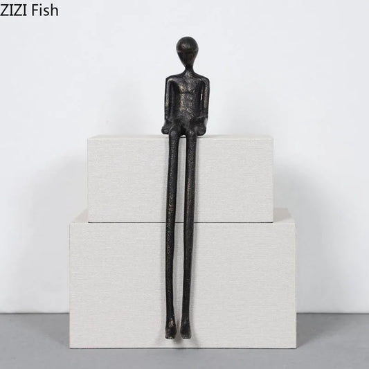 DecorBites™ Black Character Metal Statue Desk Ornament Sculpture Home Decor Figure Artwork