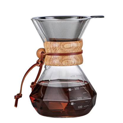 Decorbites™ Glas-Kaffeemaschine Handgebrühter Topf Tropffilter-Tasse Espressotopf