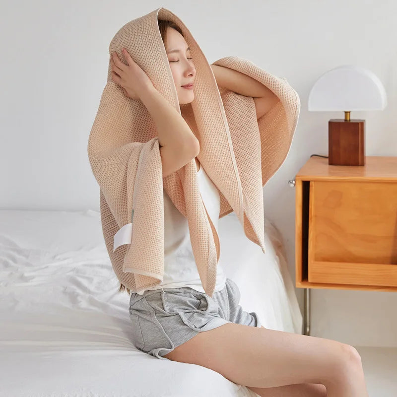 بطانية منشفة قطنية من DecorBites™ بتصميم قرص العسل للسرير الفردي المزدوج - غطاء أريكة مريح وجيد التهوية