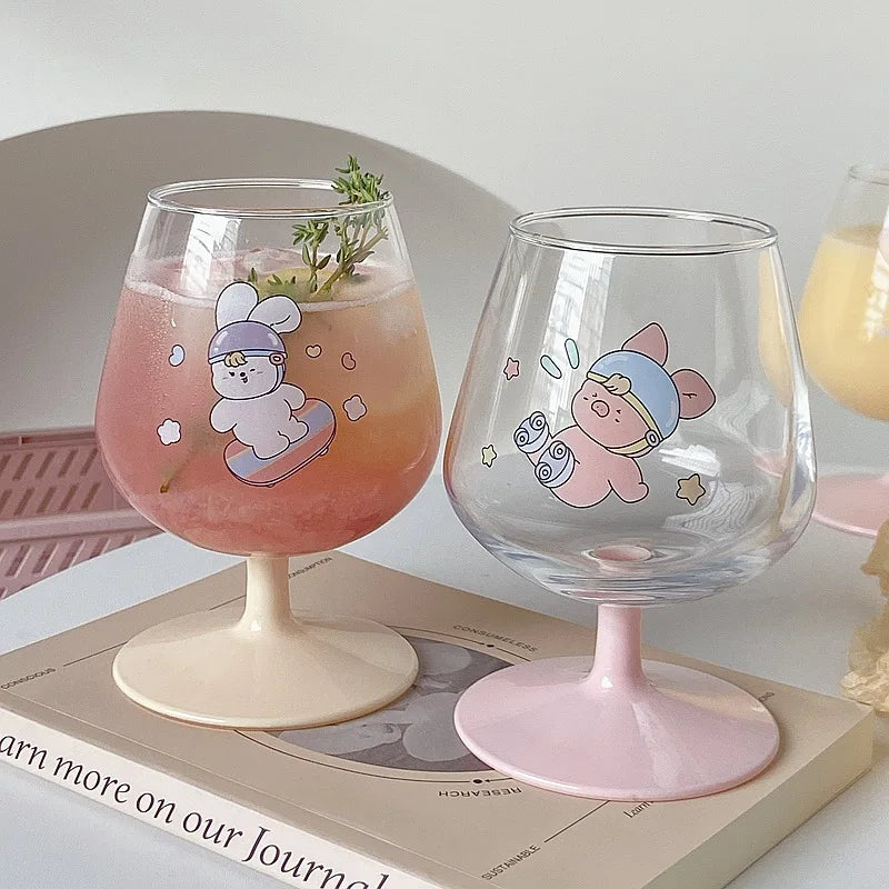 Decorbites™ Cáliz de cristal Kawaii Rabbit: Vaso de jugo lindo para niñas