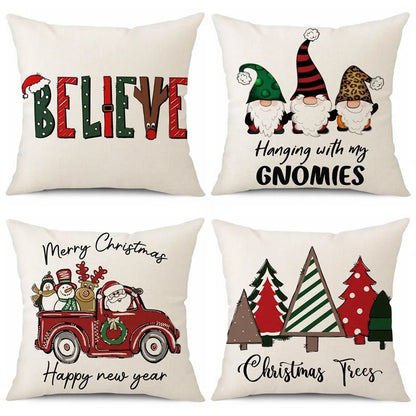 45cm Merry Christmas Cushion Cover Pillowcase 2024 Christmas Decorations for Home Ornament Happy New Year Christmas Decor 2025