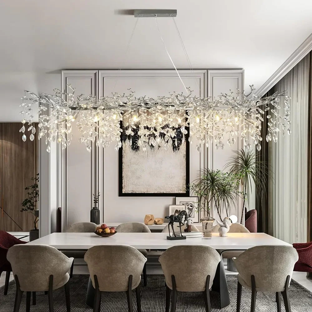 DecorBites™ Crystal Suspension Pendant Light: Elegant Chandelier for Dining Room, Living Room, Kitchen