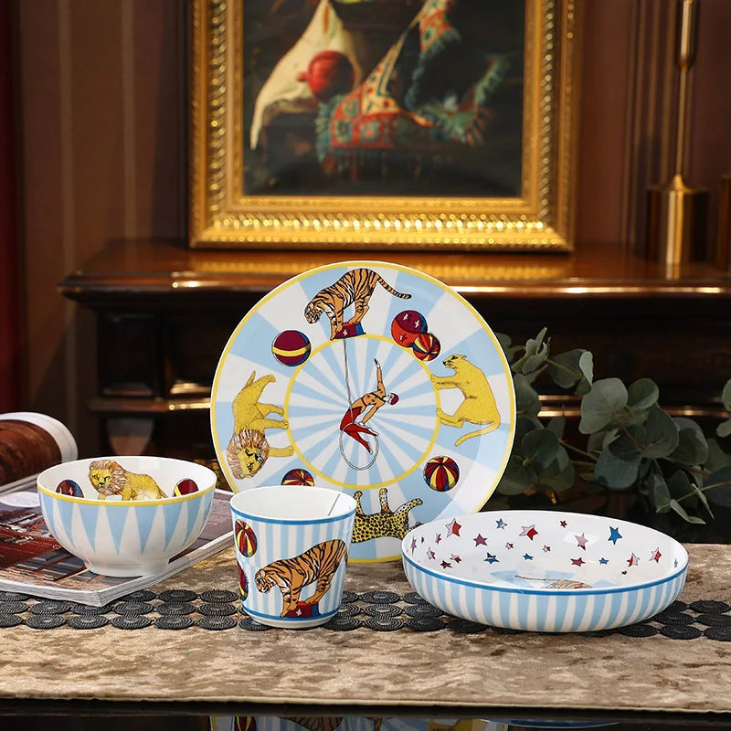 DecorBites™ Circus Troup Kids Tableware Set - Plates, Bowls, Cup, Pot, Dish - Children's Gift