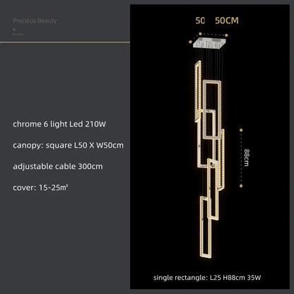 Lámpara colgante LED de cristal DecorBites™: Iluminación moderna y lujosa para escaleras