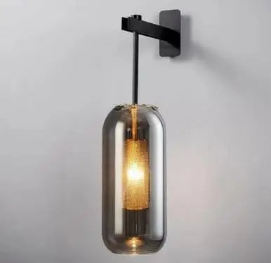 DecorBites™ Gold Glass Wall Lamp: Post-modern E14 Industrial Sconce for Home Decor