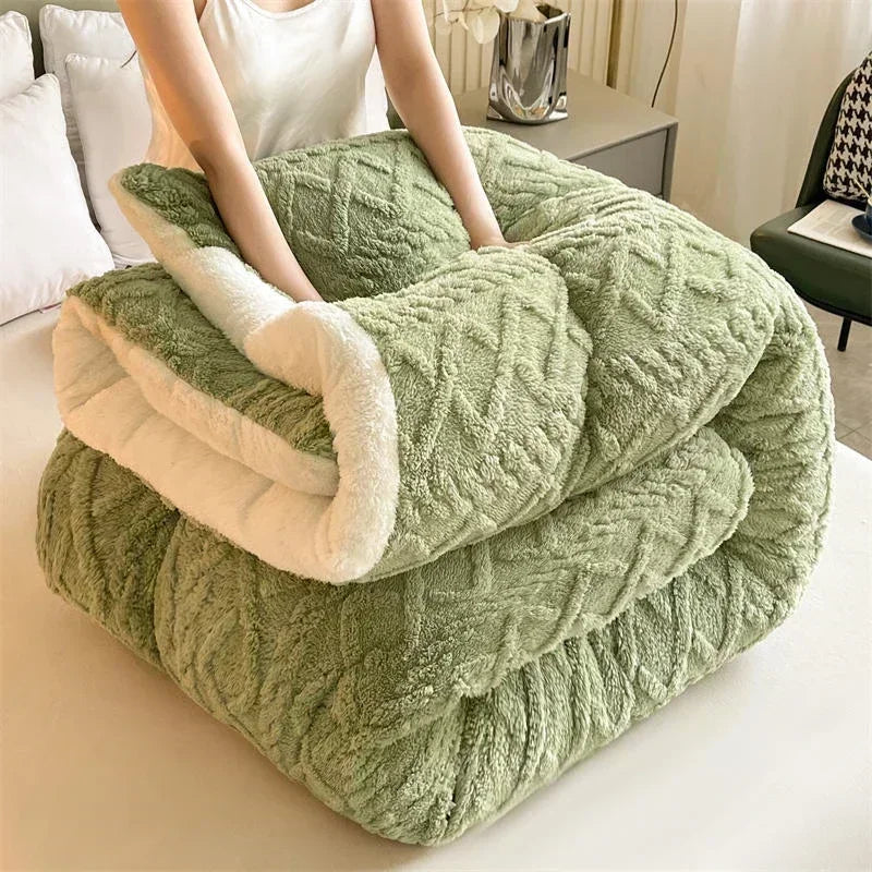 Decobites Super Thick Winter Warm Blanket for Cozy Beds, Artificial Lamb Cashmere Quilt