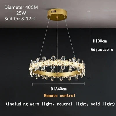 DecorBites™ Crystal LED Chandelier for Luxury Lighting in Living Kitchen Room