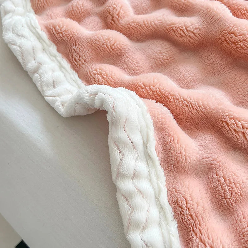 Decobites Plush Velvet Bed Blanket for Cozy Autumn Warmth, Soft Coral Fleece Sofa Throw