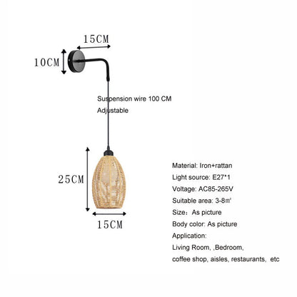 Decorbites™ Industriehanfseil-Wandlampe – Vintage-Stil für Zuhause, Hotel und Restaurant