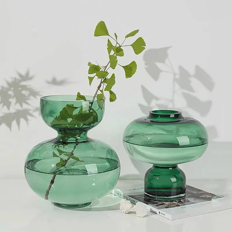 DecorBites™ Green Gourd Vase: Round Geometric Circle Terrarium for Home Decor