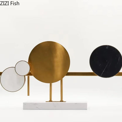 DecorBites™ Circular Marble Sculpture on Base for Desk Decoration & Room Aesthetics