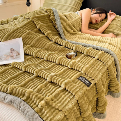 Manta de peluche DecorBites™ Cozy Faux Rabbit, estilo nórdico, gruesa y cálida, chal para siesta supersuave