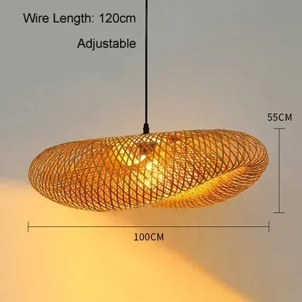 DecorBites™ Bamboo Chandelier: Handwoven LED Ceiling Pendant for Home Decor