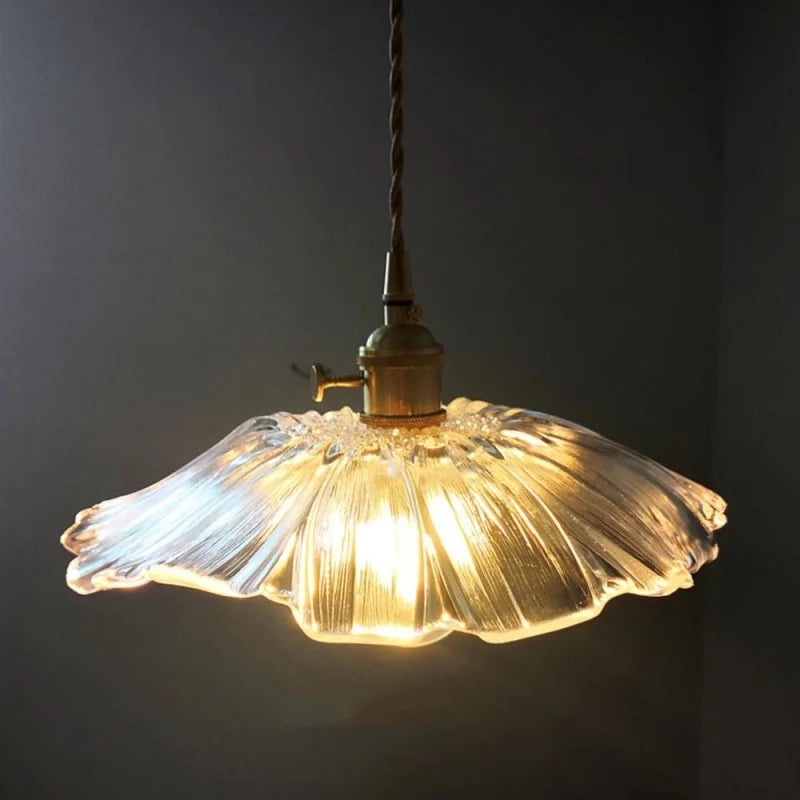 DecorBites™ Clear Glass Nordic LED Pendant Light Fixture with Brass Knob Switch