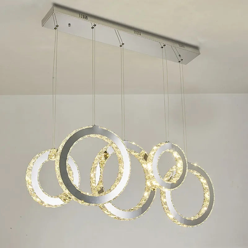 Lámpara de techo colgante LED circular de cristal DecorBites™ para comedor