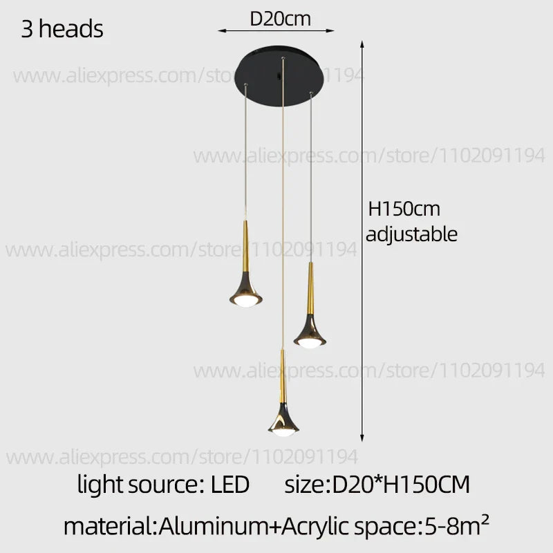 Lámpara de araña contemporánea DecorBites™ con diseño de cuerno: Iluminación colgante de techo para restaurantes y salas de estar