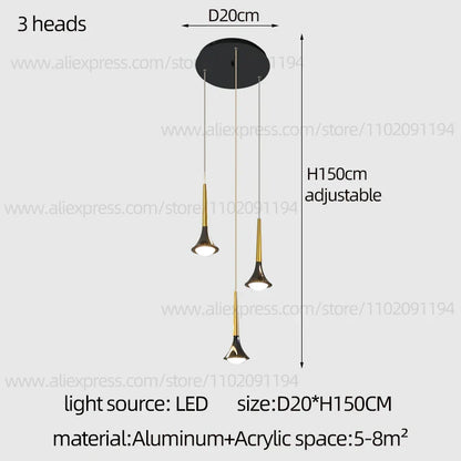 Lámpara de araña contemporánea DecorBites™ con diseño de cuerno: Iluminación colgante de techo para restaurantes y salas de estar