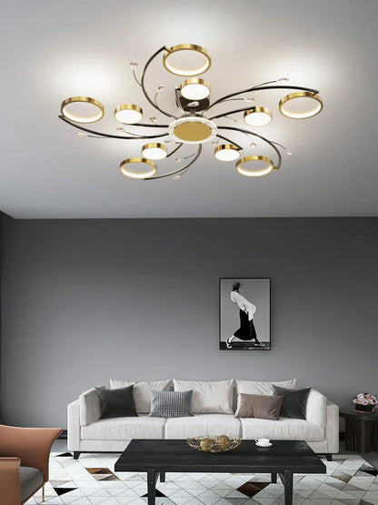 DecorBites™ Gold Aluminum LED Chandelier with K9 Crystal, Luxury Pendant Lights for Home Décor