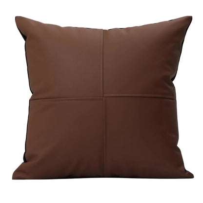Funda de cojín DecorBites™ geométrica de piel marrón con diseño de empalme, 45x45 cm, funda de cojín cuadrada de lujo