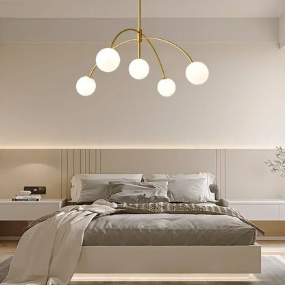 Milk White Glass Ball Chandeliers Magic Bean Glass Ball Hanging Lamps for Living Dining Room Suspension Lighting Pendant Light