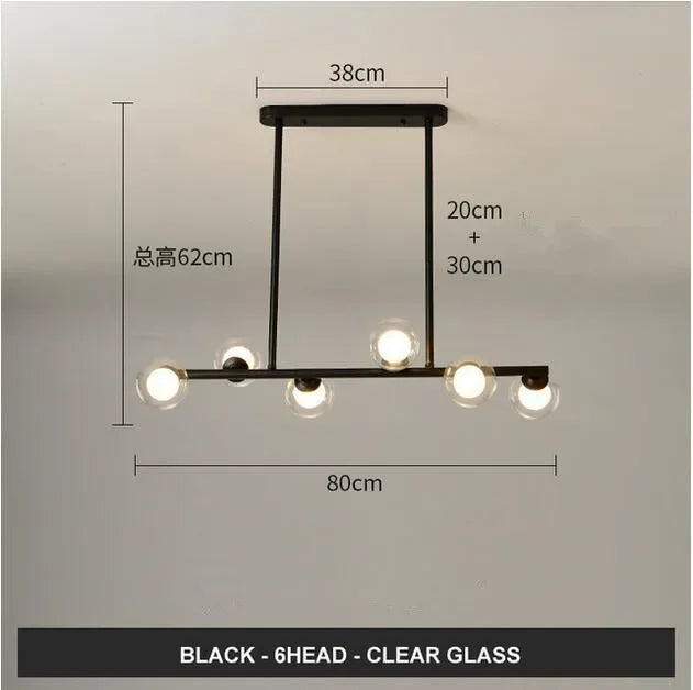 DecorBites™ Glass Balls Chandelier: Stylish Suspension Lighting for Dining Room, Kitchen, and Office