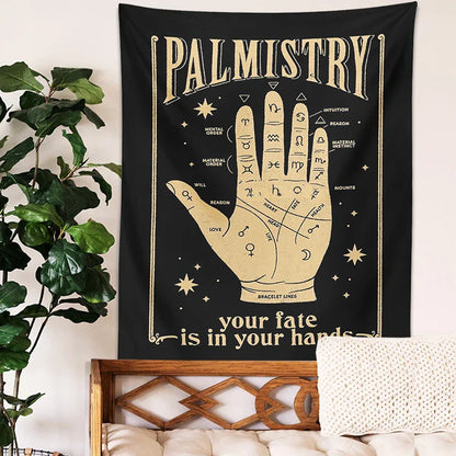 Decobites Palmistry Tapestry Wall Hanging: Retro Witchcraft Bohemian Art for Home Decor