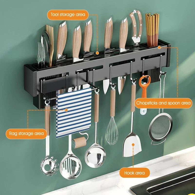Organizador de Cocina Decorbites™: Estante de Almacenamiento Multifuncional para Cuchillos y Palillos Montado en la Pared
