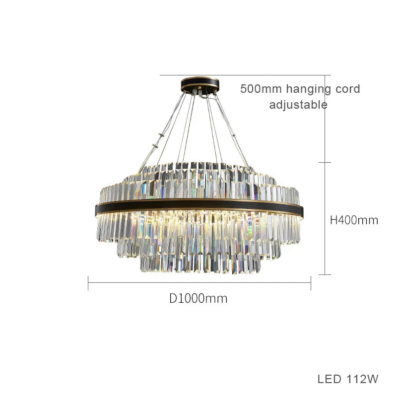 Lámpara de araña de cristal LED negra DecorBites™ para comedor, diseño de lujo