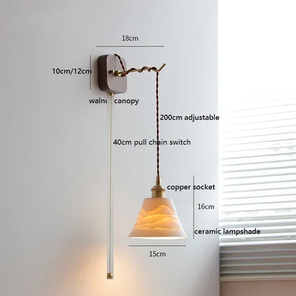 DecorBites™ Ceramic Ball LED Wall Lights with Pull Chain Switch for Bedroom Bathroom