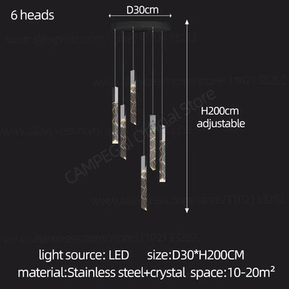 DecorBites™ Crystal Chrome LED Chandelier: Elegant Duplex Stair Lighting for Modern Interiors