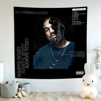 DecorBites™ Kanye's West Wall Tapestry: Music Album Cover Poster for Bedroom Decoration