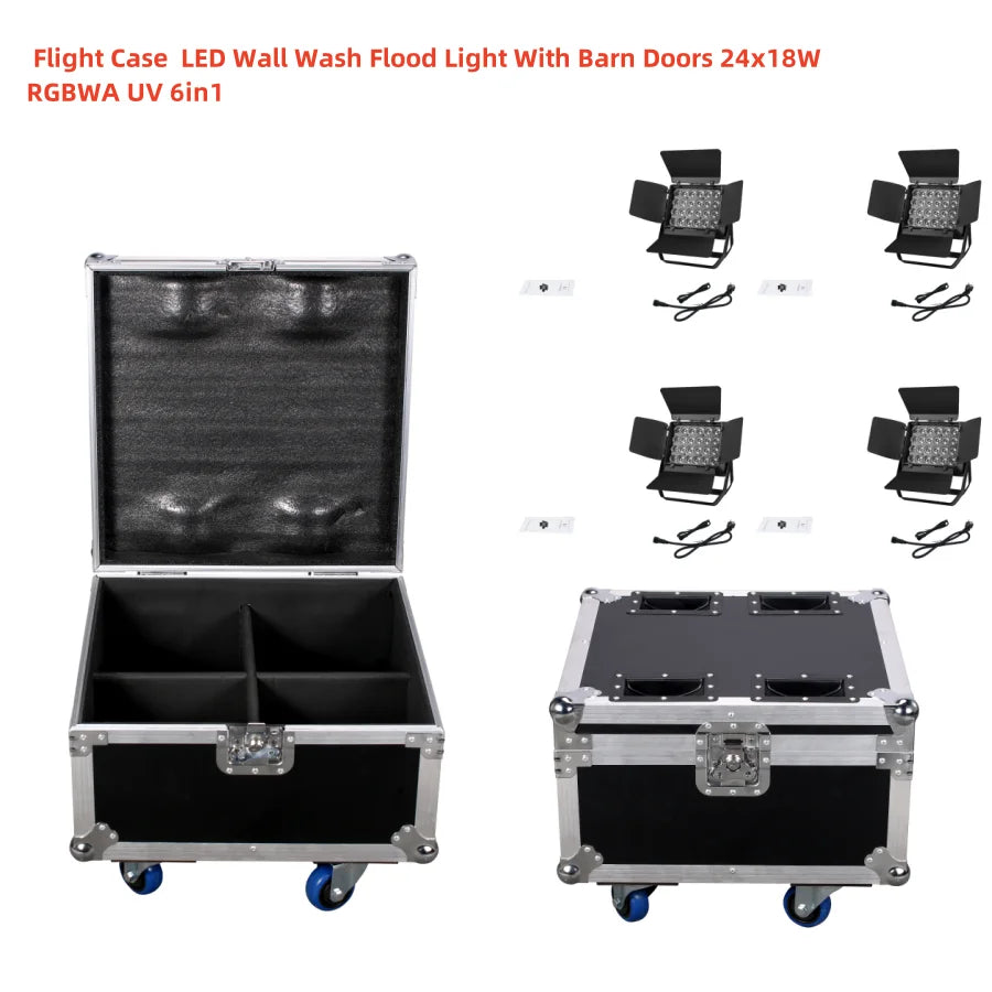 DecorBites™ 24x18W RGBWA UV LED Wall Wash Flood Light مع أبواب الحظيرة