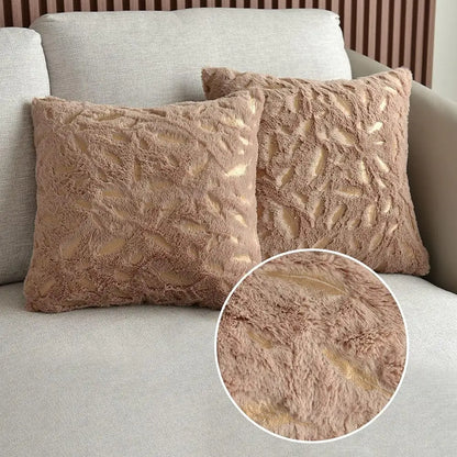 DecorBites™ Gold Feather Velvet Cushion Cover 45x45 Decorative Throw Pillows for Sofa Car