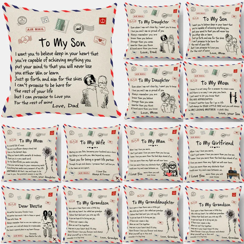 Funda de cojín DecorBites™ Love Mom 45x45cm - Regalo de aniversario familiar - Diseño nórdico