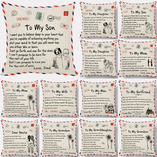 DecorBites™ Love Mom Cushion Cover 45x45cm - Family Anniversary Gift - Nordic Design