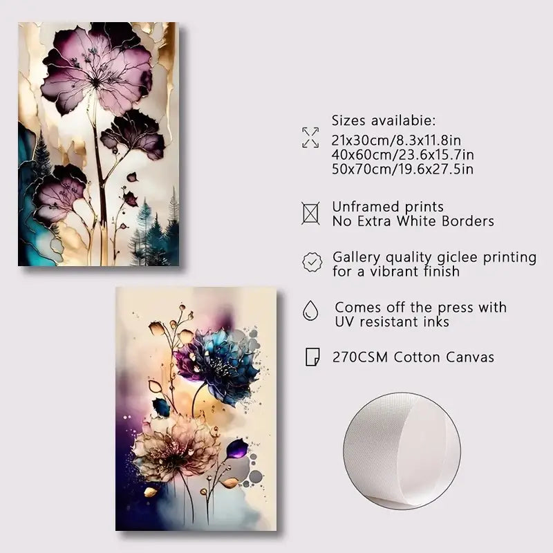 DecorBites™ Dreamy Flowers Canvas Posters Set