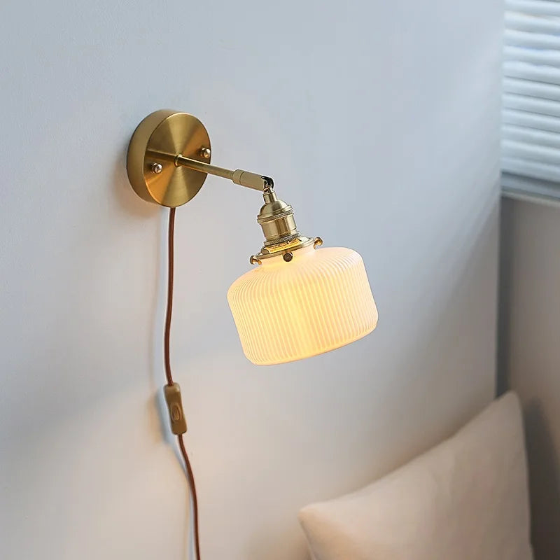 DecorBites™ Ceramic Wall Sconce with Adjustable Iron Arm for Living Room Décor