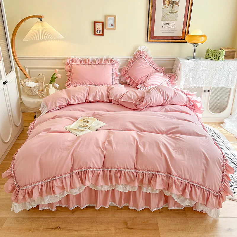 Double Ruffle Cotton Bedding