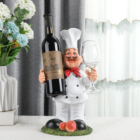 DecorBites™ Cartoon Chef Resin Wine Rack Storage Holder Kitchen Home Decor Figure sculptured host rack