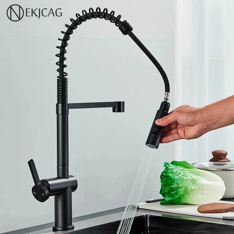 DecorBites™ Black Kitchen Faucet with Dual Mode Sprayer, 360 Rotation, Hot & Cold Mixer