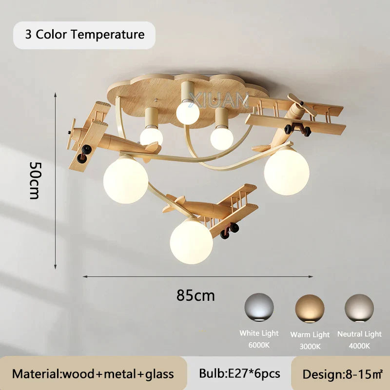 ثريا DecorBites™ بتصميم طائرة لغرفة الأطفال أو غرفة نوم الأطفال مزودة بمصباح LED E27 للسقف
