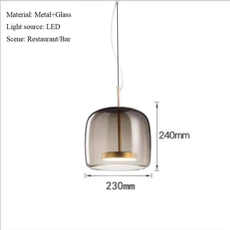 Nordic restaurant pendant light, modern luxury bar counter, coffee shop bedside single head glass artistic lighting fixture