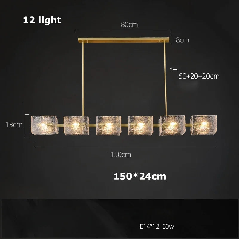 DecorBites™ LED Ripples Glass Chandelier: Modern Luxury for Living Room, Bedroom, Kitchen, Bar