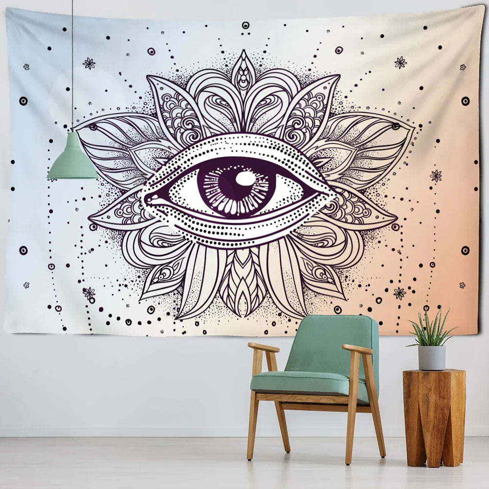 Decobites Orange Eye Tapestry Wall Hanging for Psychedelic Home Decor