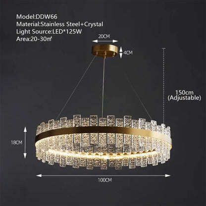 DecorBites™ Crystal LED Chandelier: Gold/Black Luxury Pendant Lighting for Home