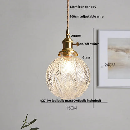 DecorBites™ Bubble Glass Ball LED Pendant Lamp with Copper Knob Switch - Nordic Modern Home Decor