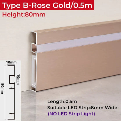 DecorBites™ LED Skirting Aluminum Profiles: Brushed Gold/Black, Conner Baseboard, Diffuser, Stair, Floor, Wall Decor
