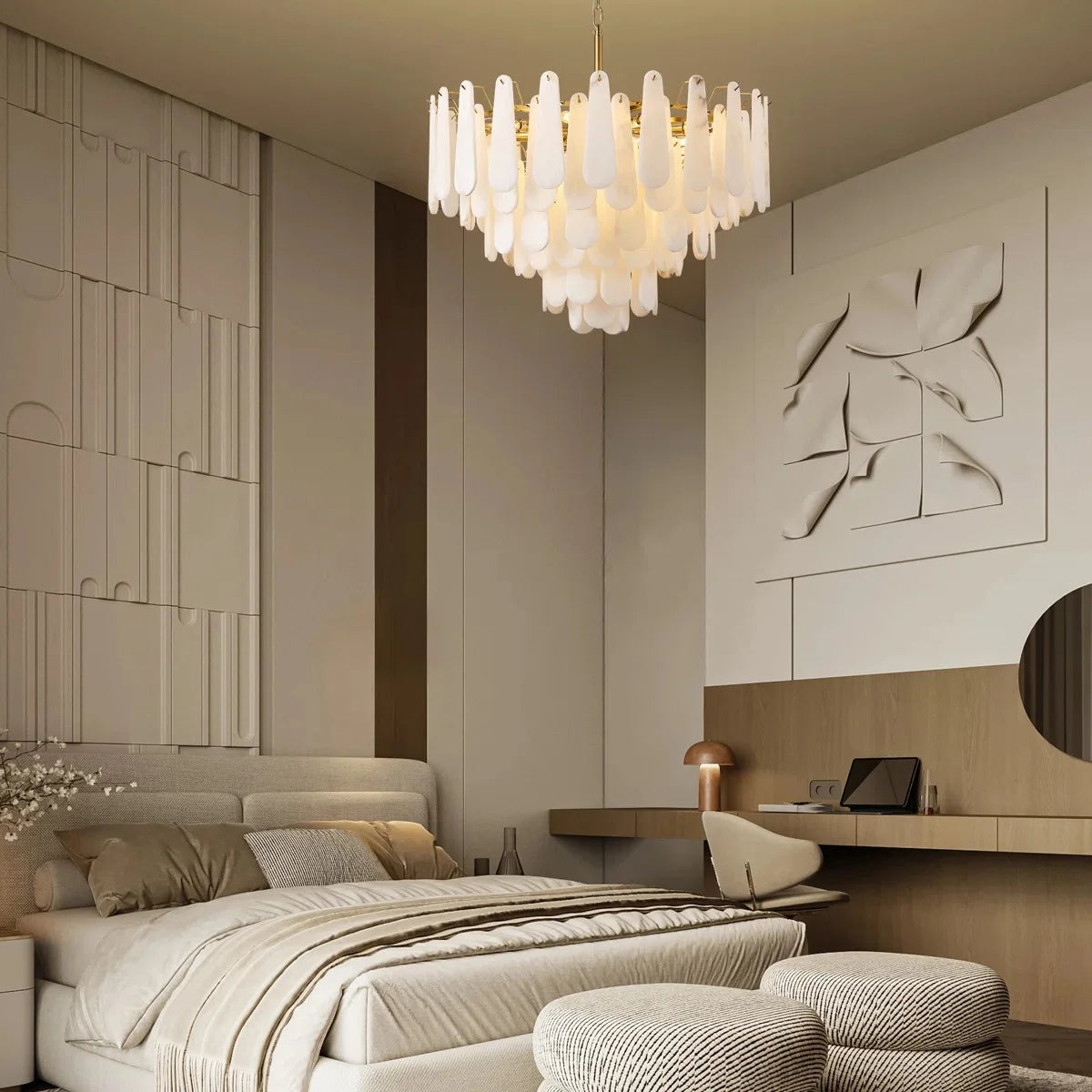 Copper Marble Pendant Light With E14 LED Bulb