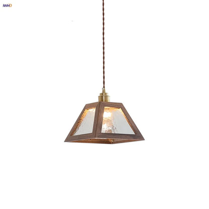 DecorBites™ LED Glass & Wood Pendant Light for Aisle, Coffee Living Room - Japanese Style