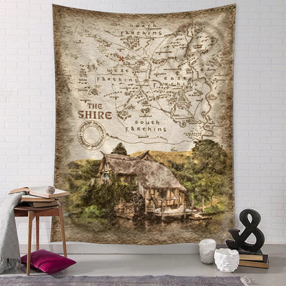 Decobites Retro Statue Map Tapestry Wall Hanging for Boho Living Room Bedroom Decor